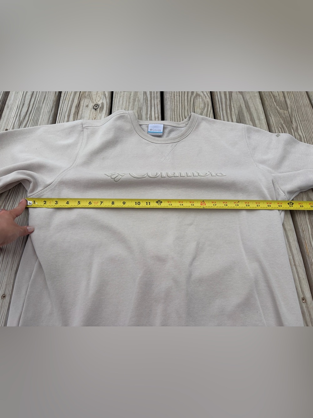 Columbia Womens Pullover Beige Sweatshirt Size Large Pullover Logo Long Sleeve - Picture 8 of 10